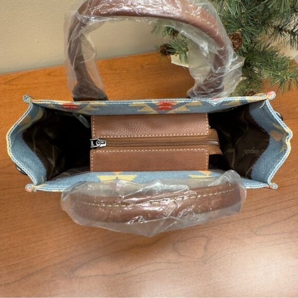 NWT Wrangler Mini Tote Blue Southwestern Aztec Small Crossbody Purse Handbag - Picture 5 of 10